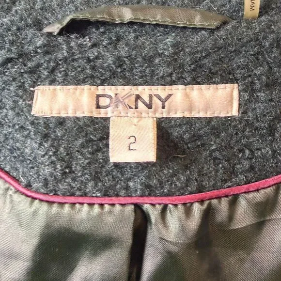 Streetwear DKNY Forest Green Wool Blend Pea Coat‎ Women's - Picture 6 of 7